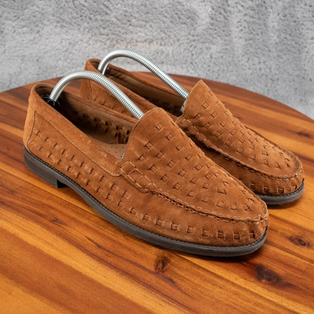 Zara Men's Brown Suede Woven Loafer Shoes US 42